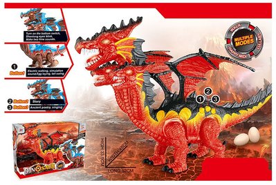 832A - Игрушка большой Динозавр - дракон красный 52 см, ходит, звук, свет, 832A