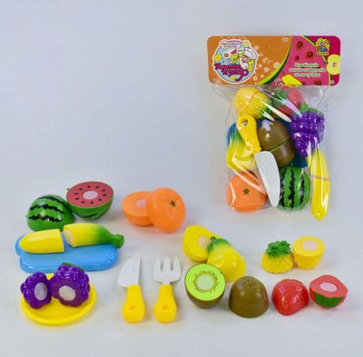 1022 - Игровой набор продукты на липучке - фрукты на липучках, досточка, нож, 10 штук, 1022