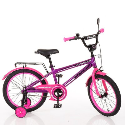 T1877 - Детский двухколесный велосипед для девочки PROFI 18 дюймов, цвет розовый с фиолетовым, T1877 Forward