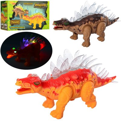 Іграшка динозавр 35 см ходить, рухає щелепою, звукові та світлові ефекти 6638-1, Тварини динозавр 6638-1