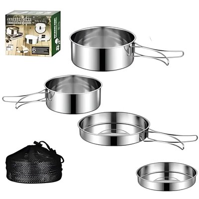 Stenson R30941 - Набір металевого посуду для походу, пікніка, похідний набір посуди для приготування