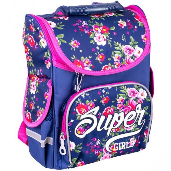 Ранец (рюкзак) - короб ортопедический для девочки - Цветы, стильный черный, Space 988775 988775