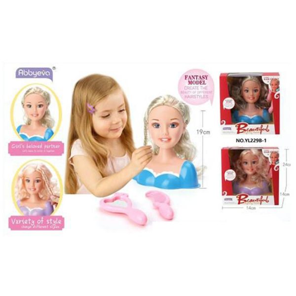 357-348 - Лялька голова для причесок 18 см аксесуари, лялька манекен для зачісок.