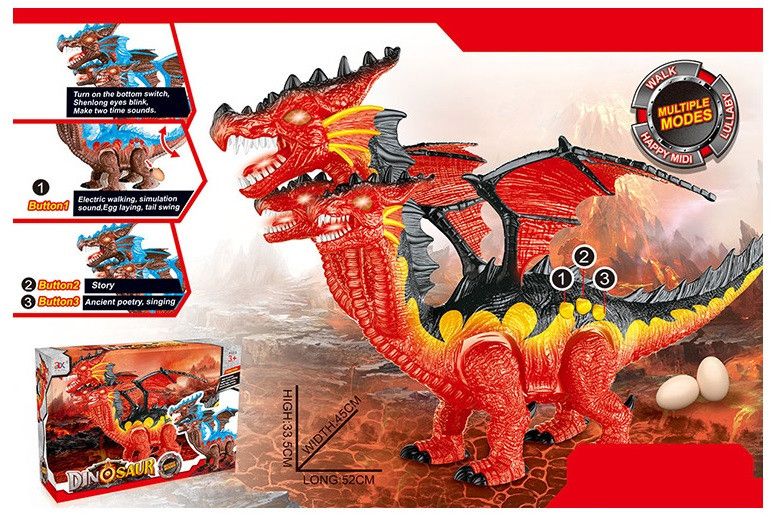832A - Іграшка великий Динозавр — дракон червоний 52 см, ходить, звук, світло, 832A