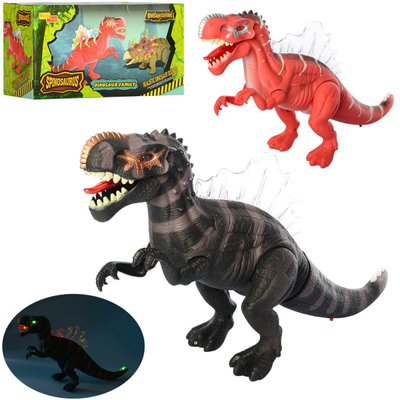 Іграшка динозавр 45 см ходить, рухає щелепою, звукові та світлові ефекти 6630, Тварини динозавр 6630