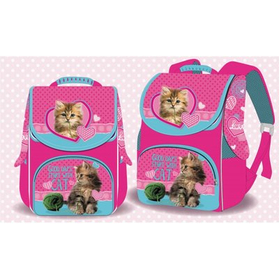 Space 988758 - Ранец (наплечник) - короб ортопедичний для дівчинки - Милі коти, рожевий, Space 988758