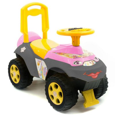 Doloni 0142 (013117) - Машинка для катания Автошка музыкальная розово - желто - серая 0142