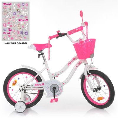 Детский двухколесный велосипед для девочки PROFI 16 дюймов, Star, с корзинкой Y1694-1