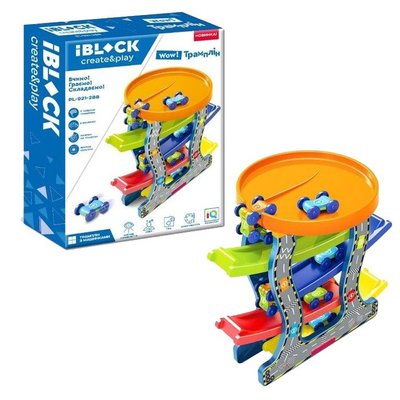 IBLOCK PL-921-289 - Трек Веселий Трамплін, трюковий автотрек для малюків, машинки пригають і перевертаються PL-921-288