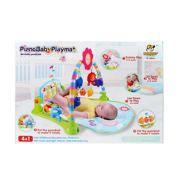 Розвивальний килимок для немовляти з музичним ігровим центром — піаніно, дуга, підвіски, обмеження з боків 969809711 фото