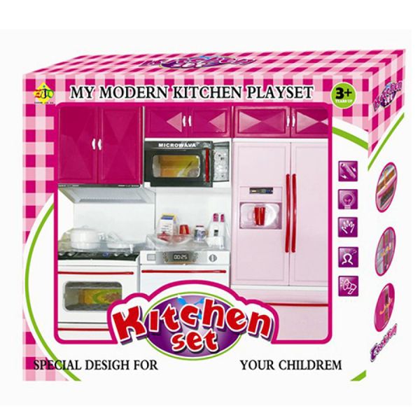 6610-19 - Ігровий набір — Меблі Кухня для ляльок барбі 35х32 см, посуд, продукти, холодильник, звук, світло
