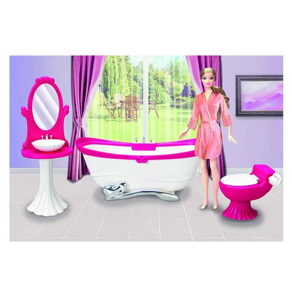 3013 - Меблі для ляльки барбі Ванна кімната — ванна, умивальник, унітаз, аксесуари.