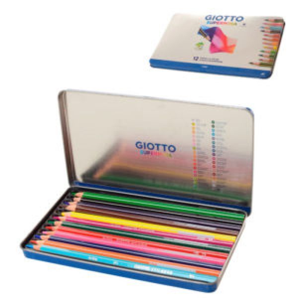 Набір кольорових олівців 12 шт в металевому пеналі, Giotto 1101-46 1018273275 фото товару