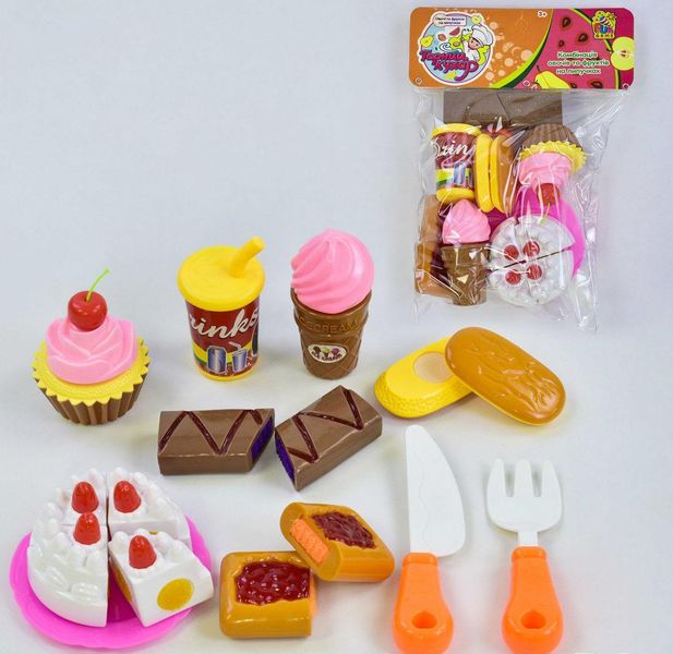 1039 - Ігровий набір продукти на липучці - солодощі, тортик, 1039