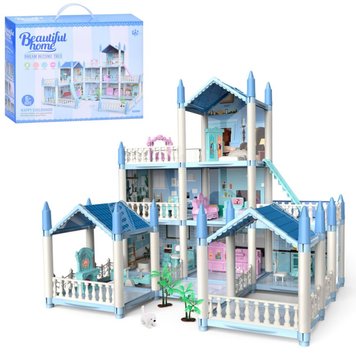 Limo Toy 862-08 - Будинок Вілла на 3 поверхи в блакитному стилі Фроузен з меблями для маленьких ляльок типу ЛОЛ