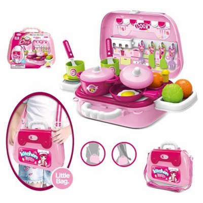 008-931A - Детская Кухня - чемодан, сумка, игровой набор - посуда, плита, продукты, 008-931A