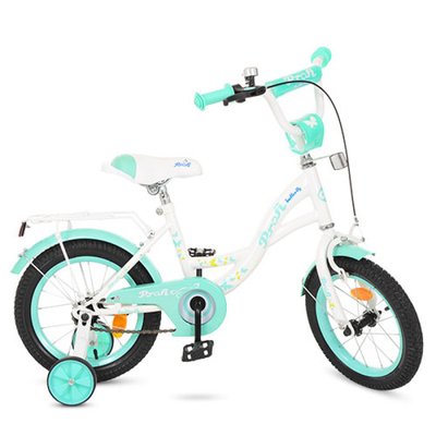 Y1424 - Дитячий двоколісний велосипед для дівчинки PROFI 14 дюймів колір м'яти Butterfly Y1424