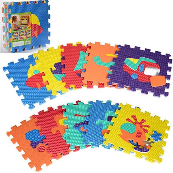 Дитячий килимок Мозаїка Пазл для підлоги Масажний, машинки варіант 2, EVA M 2620 718985539 фото