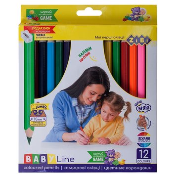 Zibi ZB.2452 - Набір кольорових олівців 12 шт в коробці з точилкою, Jumbo ZB.2452
