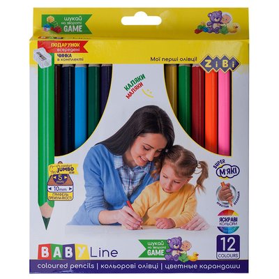 Набір кольорових олівців 12 шт в коробці з точилкою, Jumbo ZB.2452 1018275389 фото товару