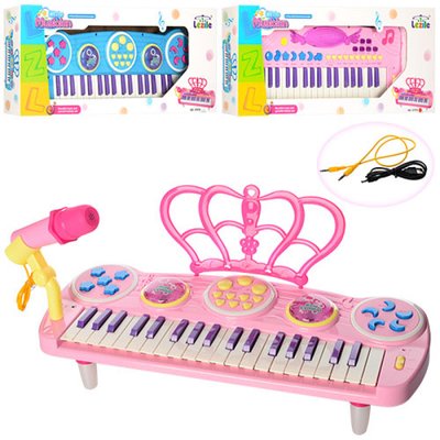 Дитячий музичний центр для малюків - піаніно синтезатор на маленьких ніжках, мікрофон 3707-8A