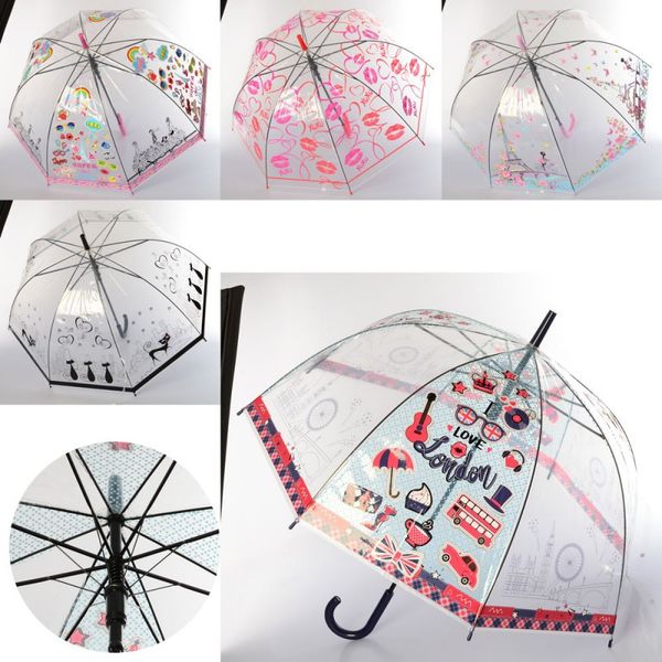 Зонт трость, прозрачный - романтика, диаметр 84 см, 5269 1037092282 фото товара