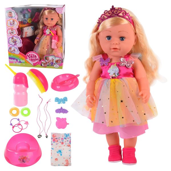 Limo Toy BLS008H - Пупс с волосами - кукла Сестричка 42 см с аксессуарами пьет - писает, платье принцессы