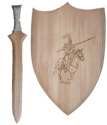 Набір середньовічного лицаря, дерев'яний меч і щит, 172067 172067