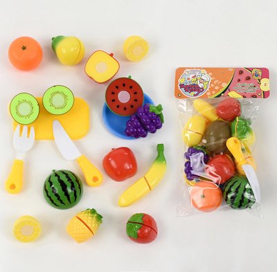 6055 - Игровой набор продукты на липучке фрукты 10 шт, досточка, нож, в кульке