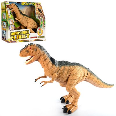 Іграшка динозавр Тиранозавр великий 45 см ходить, звукові та світлові ефекти, Dino World, Тварини динозавр RS RS6125