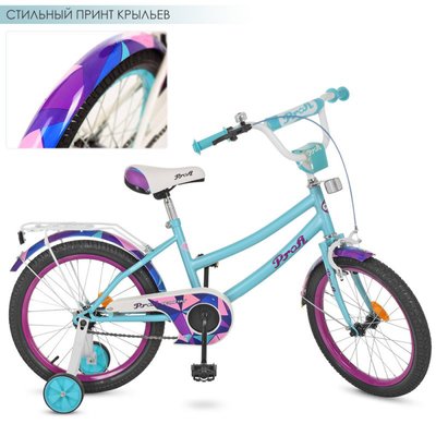 Y18164 - Дитячий двоколісний велосипед для дівчинки PROFI 18 дюймів, колір м'ята, Y18164 Geometry