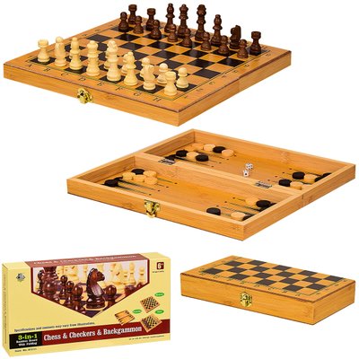 3116 - Подарунковий ігровий набір ігор 3 в 1 шахи, шашки, нарди дерев'яні