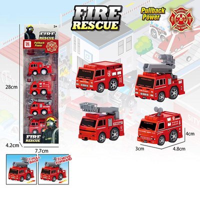 168 - Набір маленьких інерційних машинок служба порятунку - пожежні машинки 4 штуки.