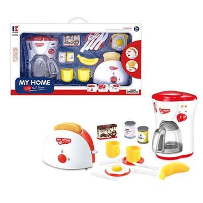 Дитяча кухонна побутова техніка "Сніданок" - іграшка Тостер з продуктами і Кавоварка, 3202A 3202A