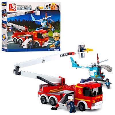 Конструктор серія Пожежний - пожежні рятувальники, пожежна машина, вертоліт Sluban M38-B0627