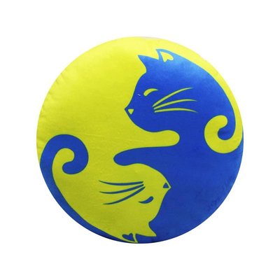 00861-0024 - Украинский инь и янь - подушка круглая с котиками, дизайнерская