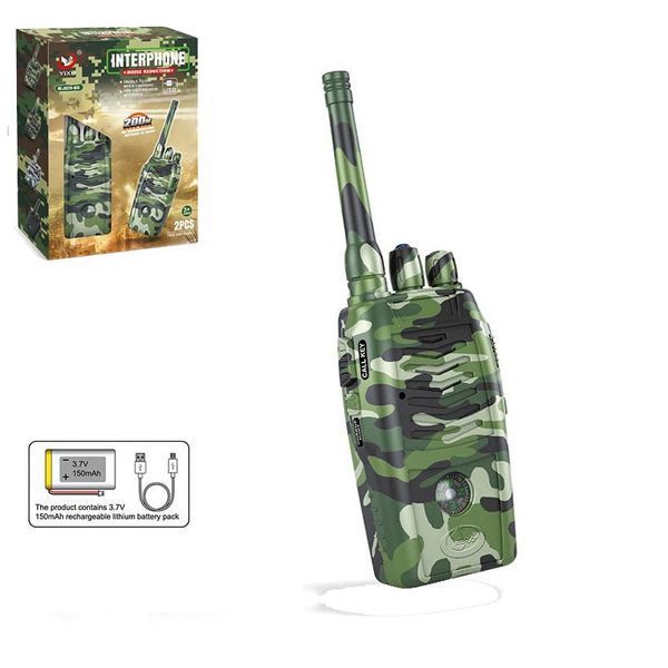 JQ220-6C - Детские рации радиус до 200м для игр в полицейского, военного, рация 2 шт, аккумулятор