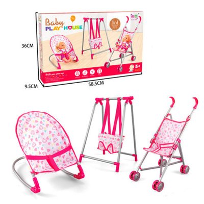 CS8848 - Игровой набор для Пупс или кукла типа baby born беби берн, коляска, качели, шезлонг, CS8848
