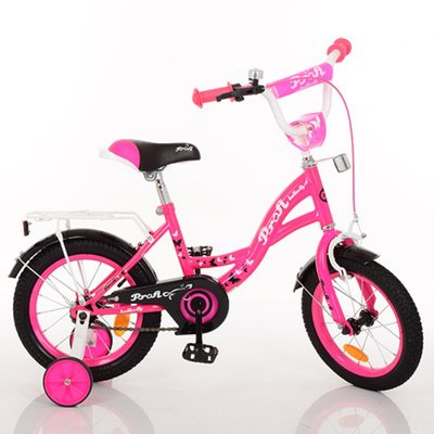 Y1423 - Дитячий двоколісний велосипед для дівчинки PROFI 14 дюймів рожевий (малиновий) Butterfly Y1423 
