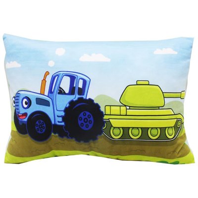 00861-0024 - Декоративна подушка - українські тракторні війська - синій трактор, який буксирує ворожий танк