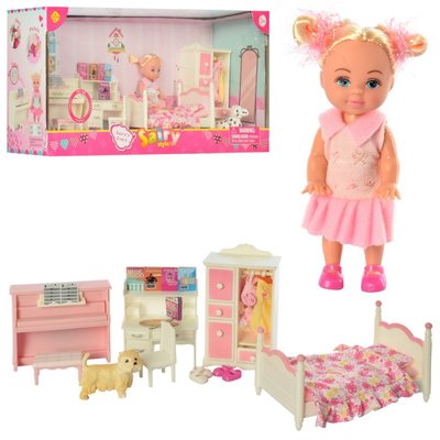 8413 - Мебель, Игровой набор маленькая кукла с набором мебели детская, дочка барби,спальня
