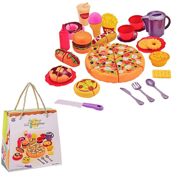 Ігровий набір продукти фастфуд, гамбургер, піца, хот-доги, солодощі 1332473326 фото товару