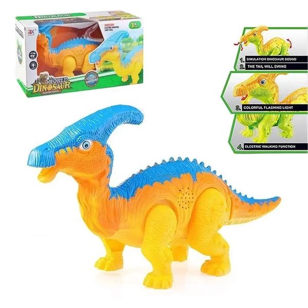 856A - Іграшка динозавр Паразауроф ходить, звукові та світлові ефекти, тварини динозавр.