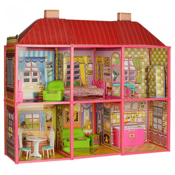 6983 - Будиночок двоповерховий для ляльок барбі 29 см з меблями і аксесуарами