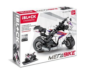 IBLOCK PL-920-188 - Конструктор Техник - Мотоцикл белый на 289&nbsp;деталей,&nbsp;серия модели мега Байк
