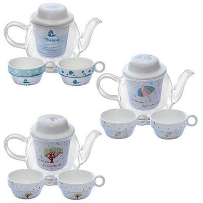R84877 - Скляний заварник для чаю, трав і гарячих напоїв, чайник із ситом і чашками, R84877