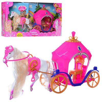 689-7 - Подарочный набор: карета и лошадь розовая, 689-7