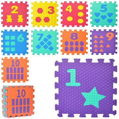 Дитячий килимок мозаїка складається в ігрове поле з цифрами 0375-1