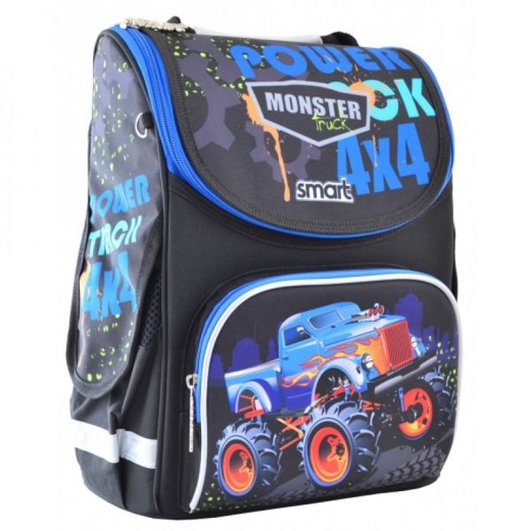 555971 - Ранець (рюкзак) — каркасний шкільний для хлопчика — синій Джип Монстер — трак, PG-11 Track, Smart Смарт 555971