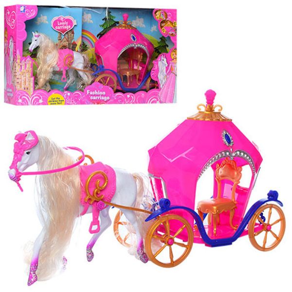 689-7 - Подарунковий набір: карета і кінь рожева, 689-7